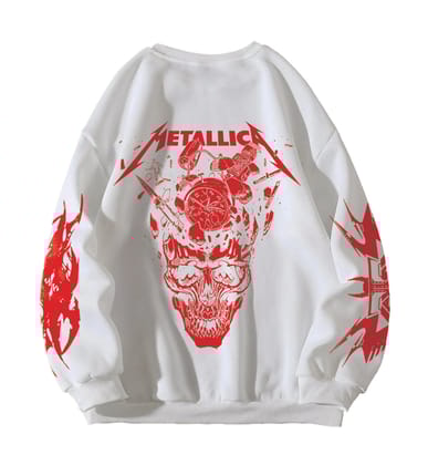 Metallica Designed Oversized Sweatshirt-S / White
