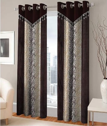 Tanishka Fabs Semi-Transparent Curtain 7 ft ( Pack of 2 ) - Brown