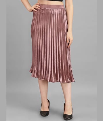 KZULLY - Rose Gold Satin Women's Flared Skirt ( Pack of 1 )