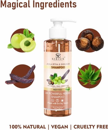 RKG SIRIUS SIRIUS KHADI RITHA SHIKAKAI AMLA SHAMPOO | ANTI HAIR FALL | ANTI DANDRUFF  (210 ML)