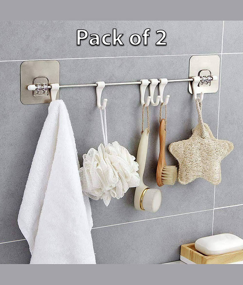 GEEO Silver Steel Storage Racks ( Pack of 2 )