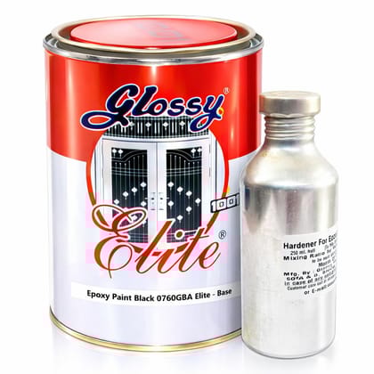 1001 Elite Epoxy Paint ST 2 Pack Black 0760GBA I Applications: Metal, Floor, Mild Steel Surfaces; Ratio 3:1; Superior I Protective Coating Floor Coating Paint- 1 Ltr