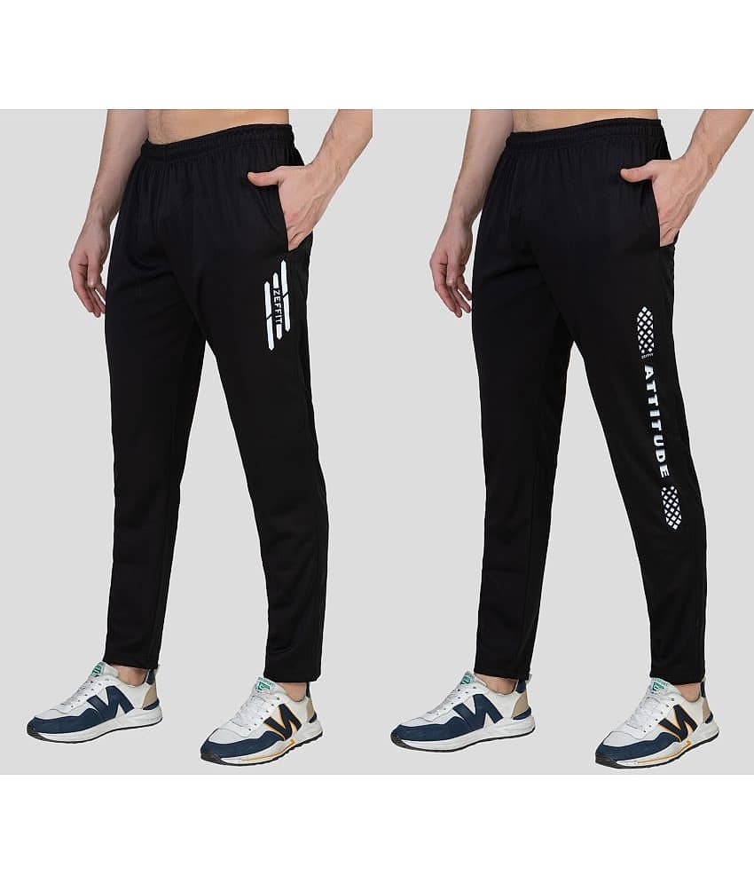 Zeffit - Black Lycra Men's Trackpants ( Pack of 2 )