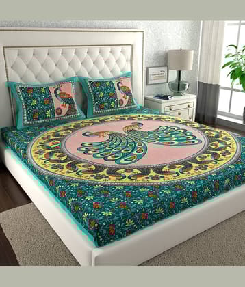 ABHACLOTHO Cotton 1 Double Bedsheet with 2 Pillow Covers ( Multicolor )