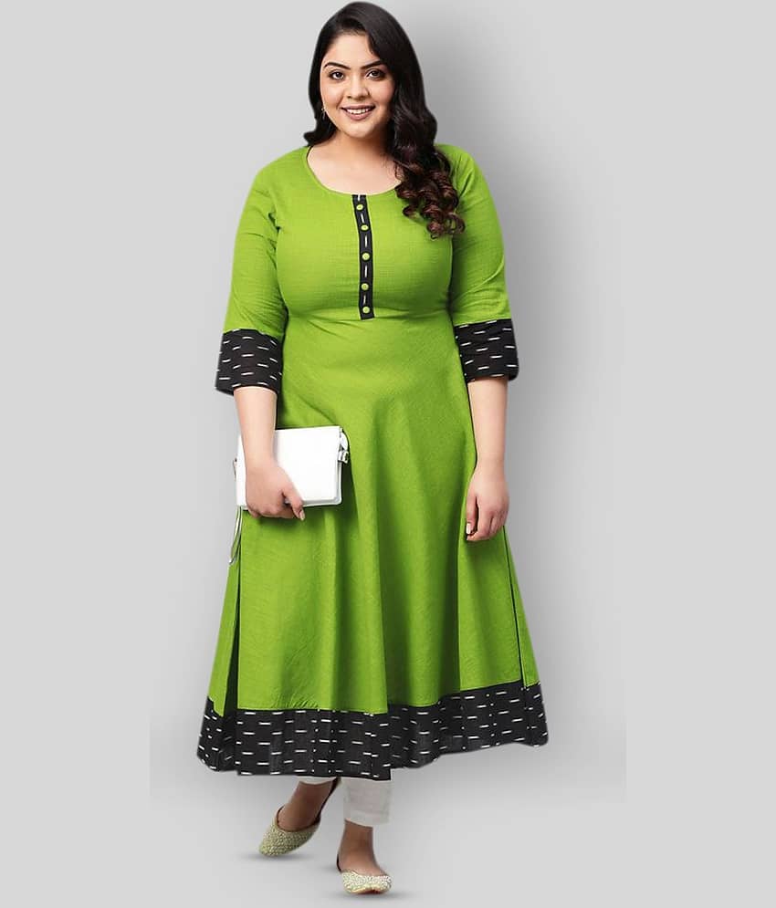 Estela - Green Cotton Women's Flared Kurti ( Pack of 1 )