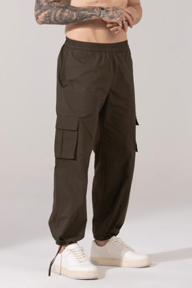 Olive- Utility Cargo Parachute Pants-XS-S