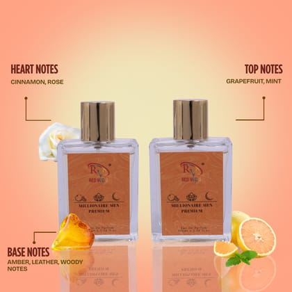 Red Vocal Millionaire Men Premium Eau De Parfum 100ml For men Set of 2Pcs 100ml Each