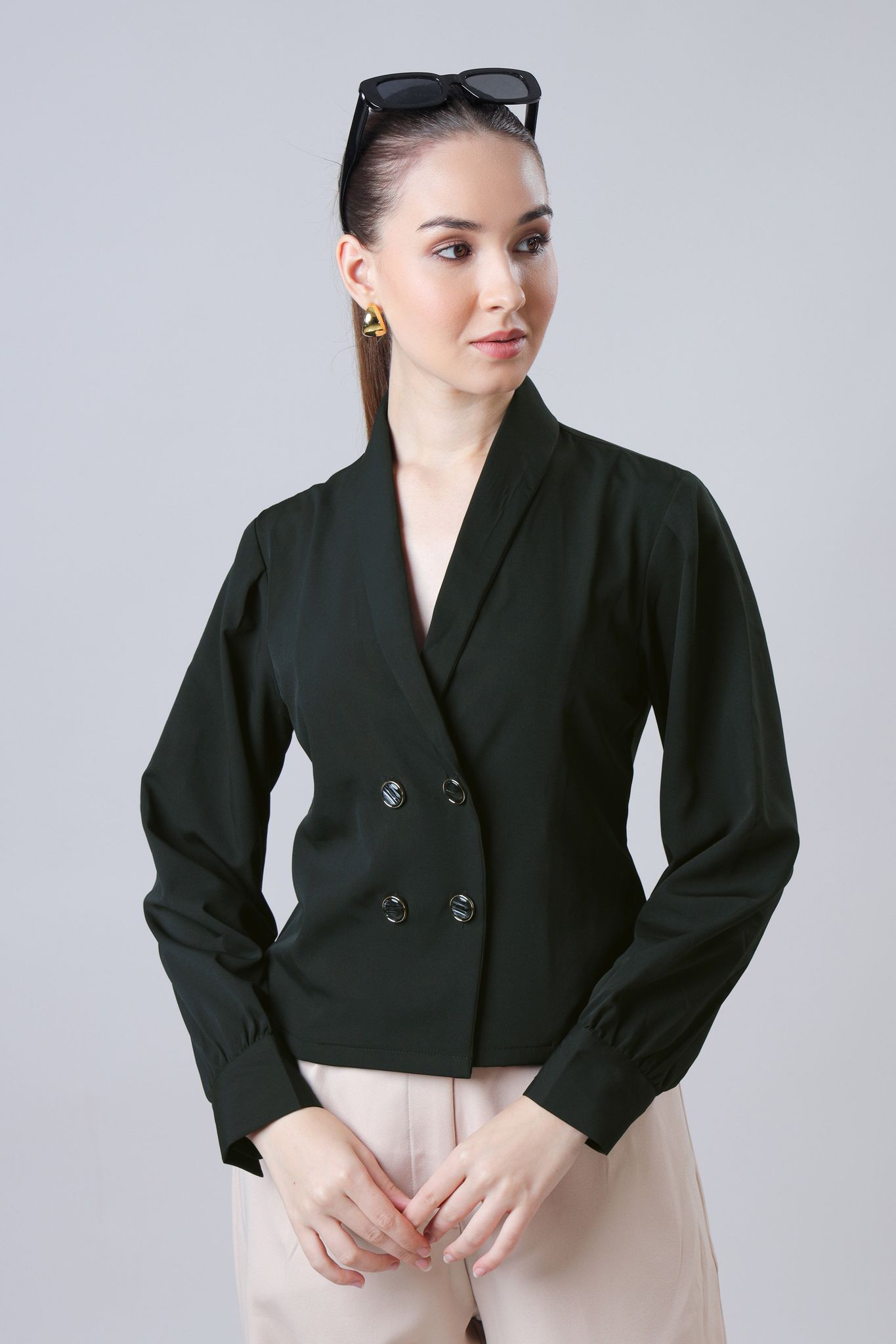Women's Solid Regular Fit Front Button Top-XXS / Black / TP0105-FAB490023 -1.5 MTR-FAB3200158 -1.5 MTR-NIL-NIL-THB004-FS004-NIL-BT0073-6-NIL-NIL-NIL