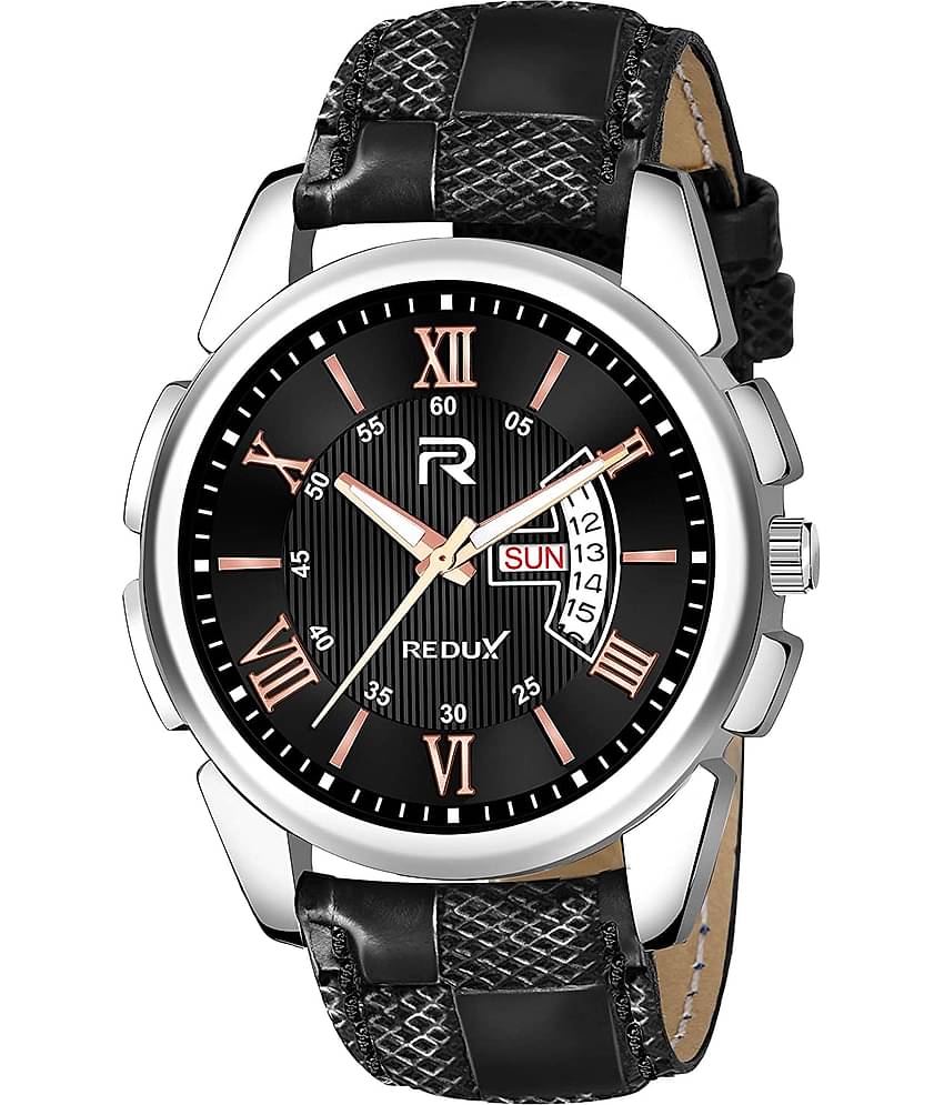 Redux - Black Leather Analog Men's Watch