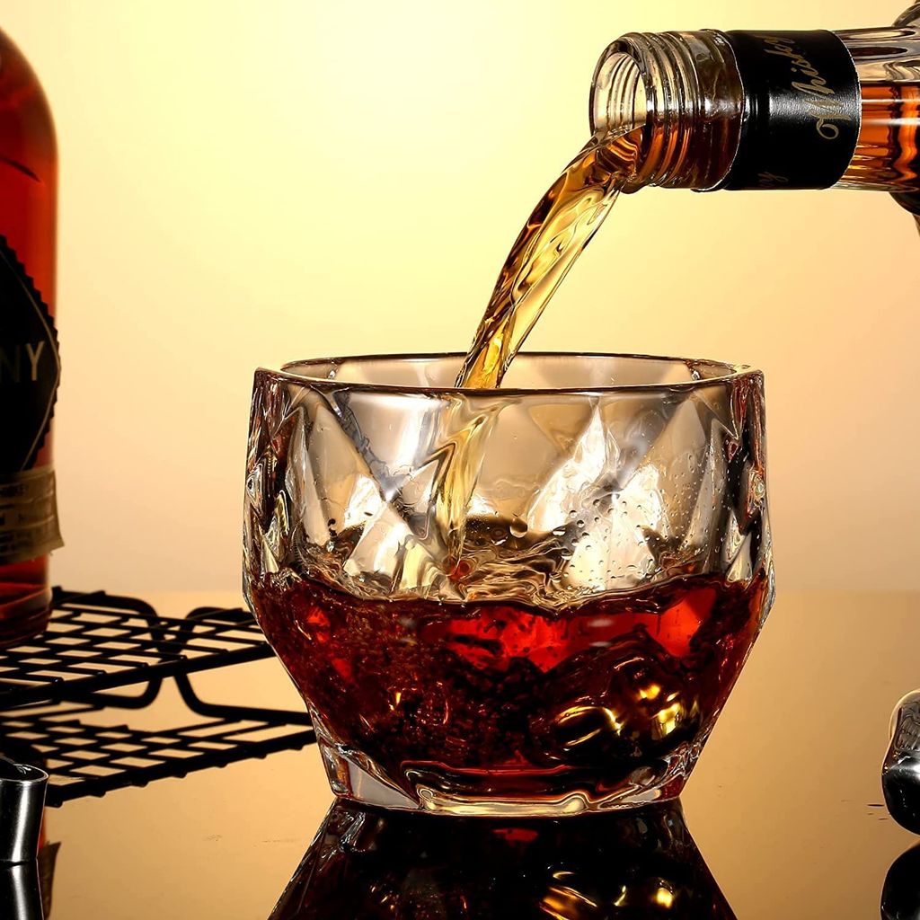 High end Double Rock Old Fashioned Whiskey Glasses, Brandy Glass Cocktail Glasses for Scotch, Wine, Bourbon and Cognac - Kitchen Glassware Parties Cocktails Glass (340 Ml)