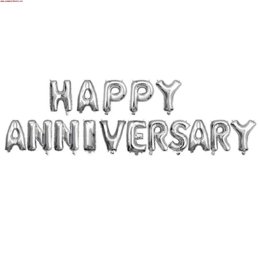 Happy Anniversary Silver Balloon Banner - 16PC - Party and Festive Needs | Buy online on ZillyBuy