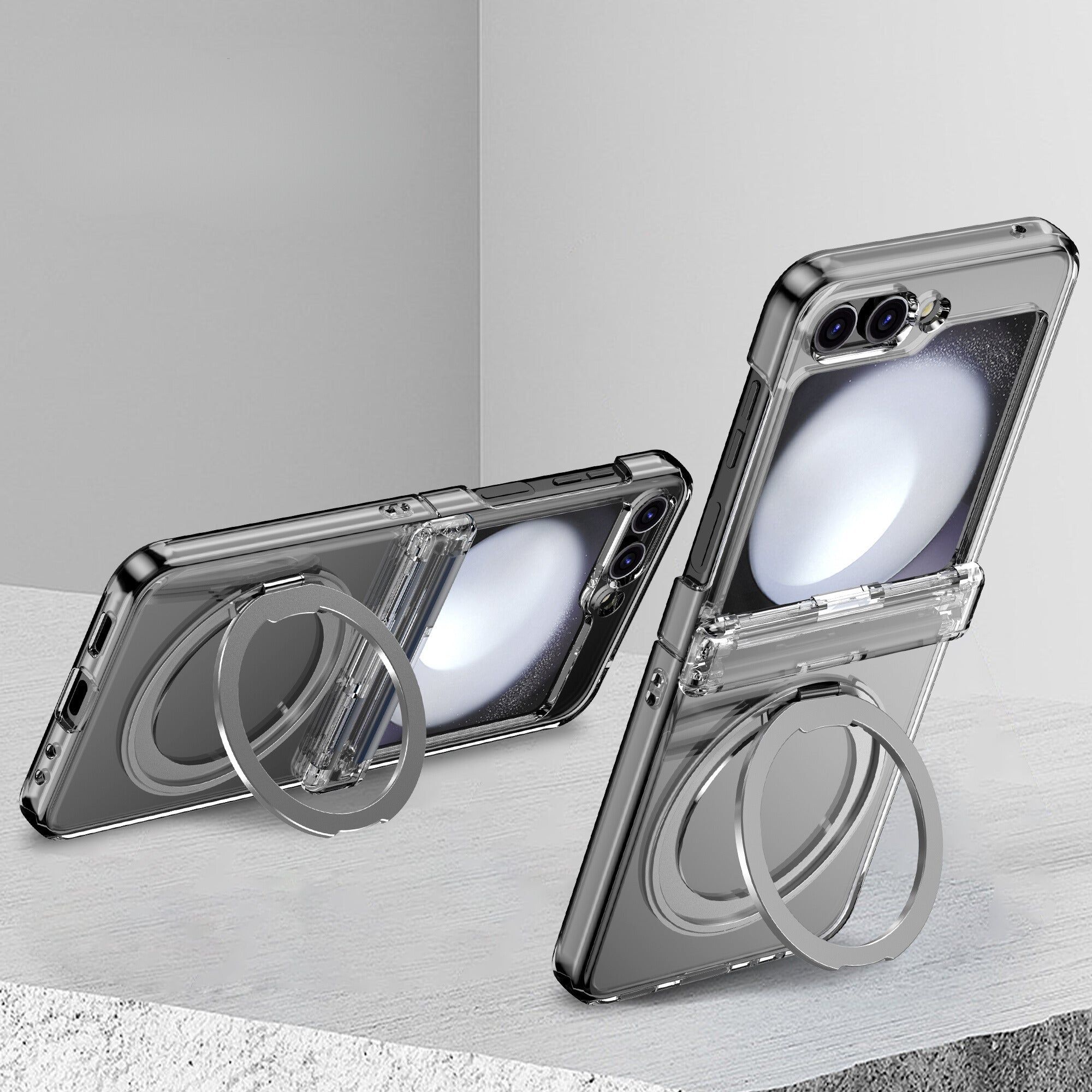 Ring Holder Shockproof Premium Transparent Cover-Samsung Galaxy Z Flip 5/6