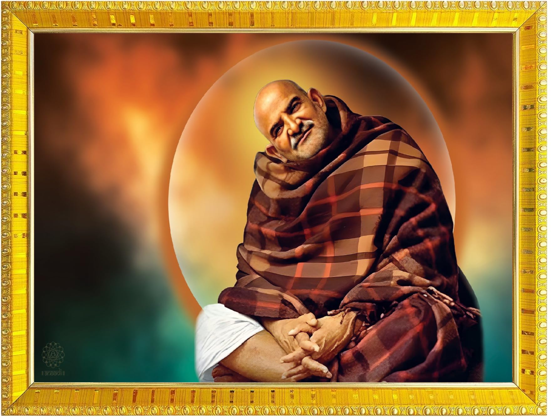 NOKKES Neem Karoli Baba Neev Karori baba Photo Frames Religious Photo frame 5X7 Inch Photo Frame_W46