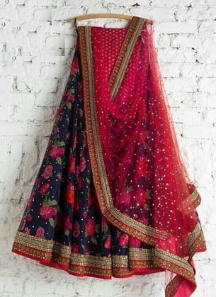 Beautiful Multi Color Embroidered Semi Stitched Lahenga Choli