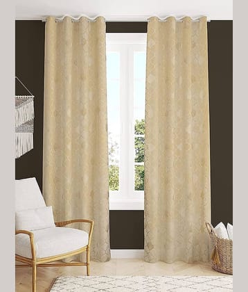Kraftiq Homes Abstract Room Darkening Eyelet Curtain 9 ft ( Pack of 2 ) - Cream