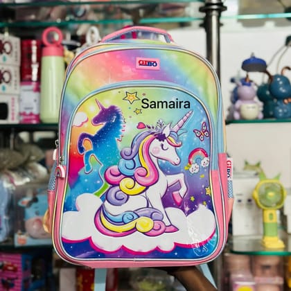 Unicorn Personalized 16 Inch 3 Zipper Backpack