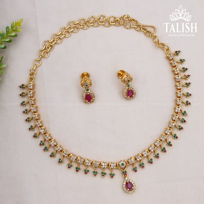 American Daimond Desginer Necklace Set With Earrings