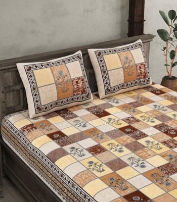 Trendy Blocks 240TC Soft Cotton Double Bedsheet Trendy Blocks 240TC Soft Cotton Double Bedsheet