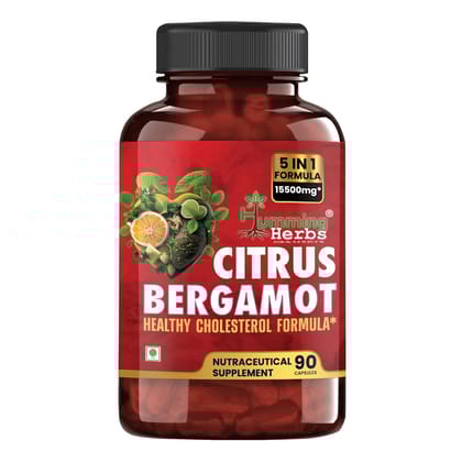 Humming Herbs Citrus Bergamot 15500mg - High Potency Cholesterol Support Supplement with Black Choke Berry, Niacin, Olive Leaf & Black Pepper Extract, Heart Health, Antioxidant, Vegan, 90 Capsules