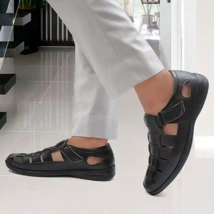 Latest Fabulous Men Sandals, Roman Sandals, Outdoor Sandal For Men's and Boys-102-Sandal-BLK Color - Black, Size - 7