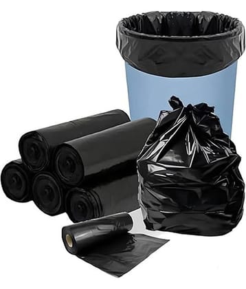 THRIFTKART - Garbage Bags Medium 30 Count| 48 x 53 cm Black , For Dry & Wet waste|30 bags/roll (Pack of 1)