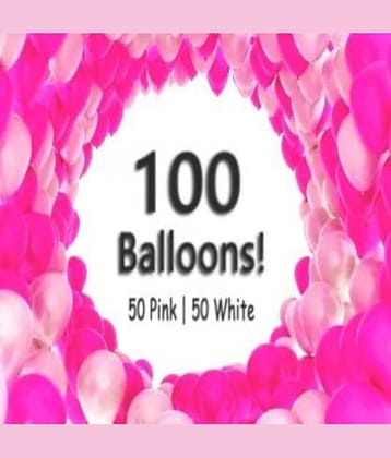 KR Solid Balloon-100 Balloon   (White, Pink, Pack of 100) BALLOON FOR BIRTHDAY , ANNIVERSARY , NEW YEAR PARTY,  WELCOME , PARTY