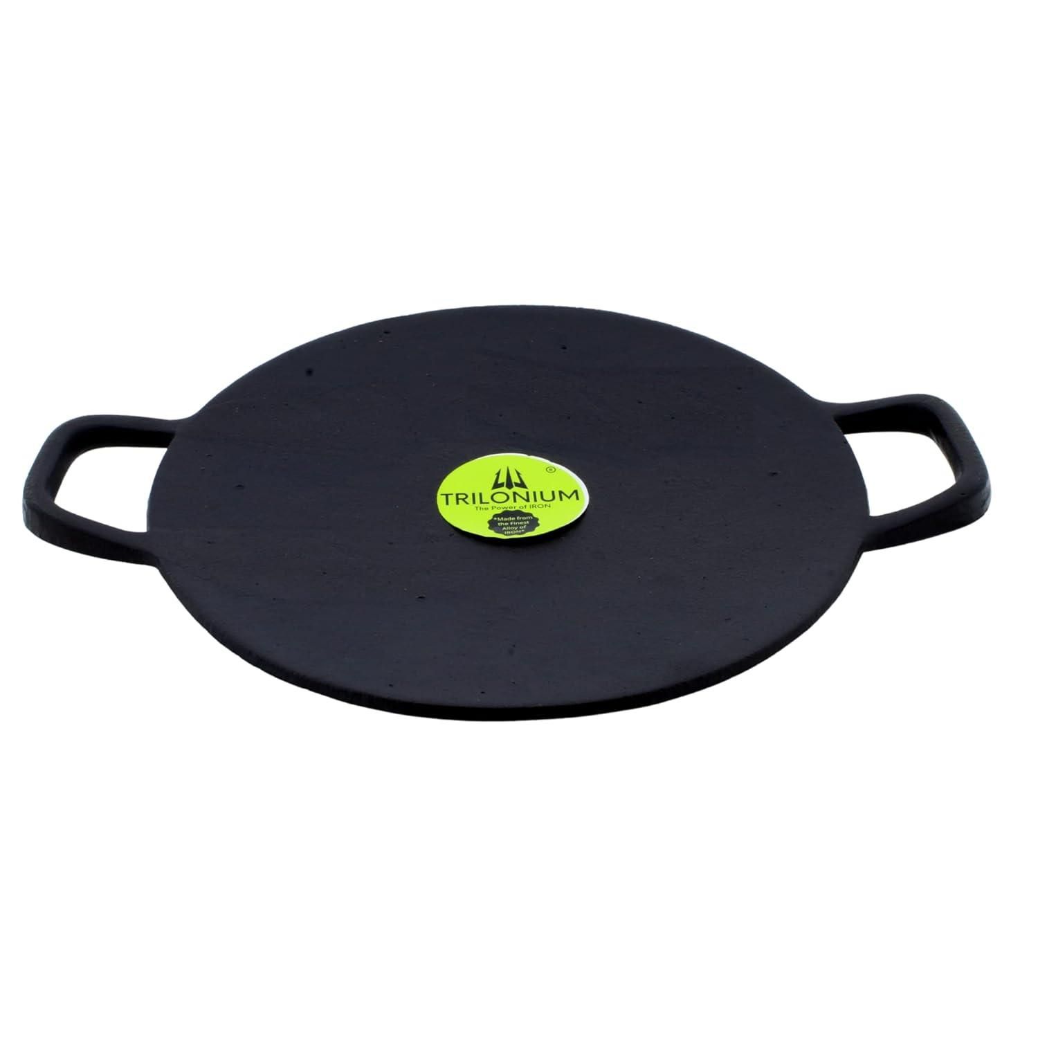 Trilonium Cast Iron Concave Roti - Dosa Tawa 28 cms | 11 inches | Pre-Seasoned | Weighs 2.5 Kgs | Induction Compatible