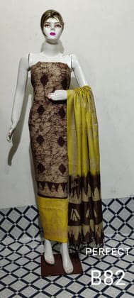 Luminous Khadi Cotton Wax Batik Hand Dyed Brown Suit
