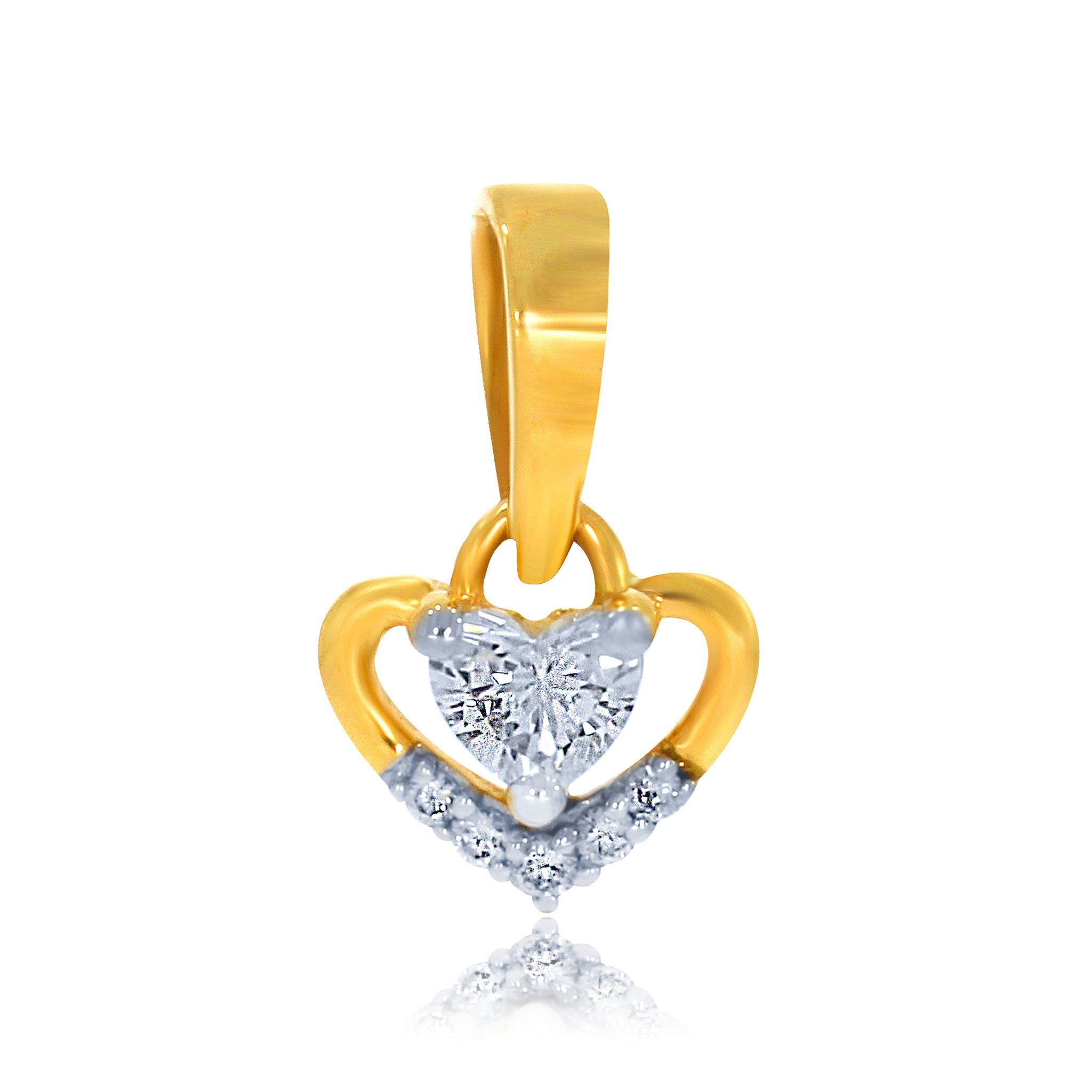 Senco Gold Hearty Heart Diamond Pendant (0.7 gram / 0.2 Ct / EF-VVS / 14K Yellow Gold)