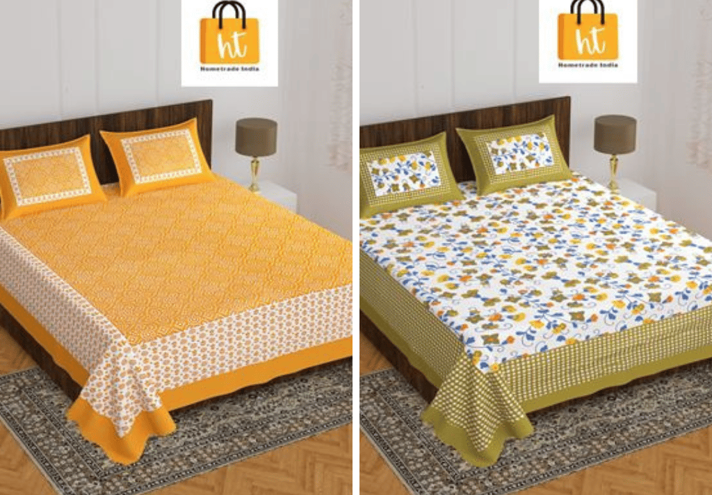 2201-Hometrade India- Standard Double Size (90*100 in )-Combo Double Bedsheet