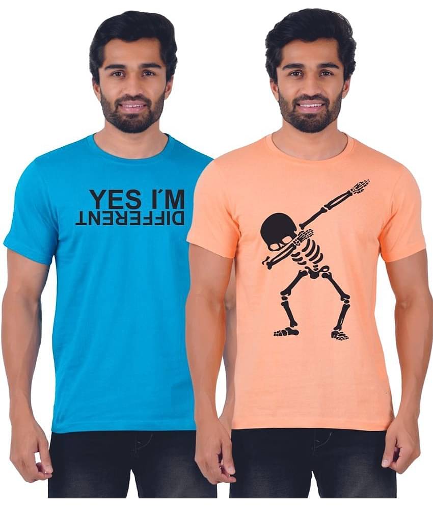 ferocious Pack of 2 Cotton Regular Fit Men's T-Shirt ( Teal Blue )