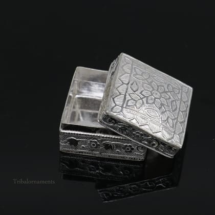 925 sterling silver trinket box, kajal box/casket box bridal square eyeliner box collection, container box, eyeliner box gifting art stb189
