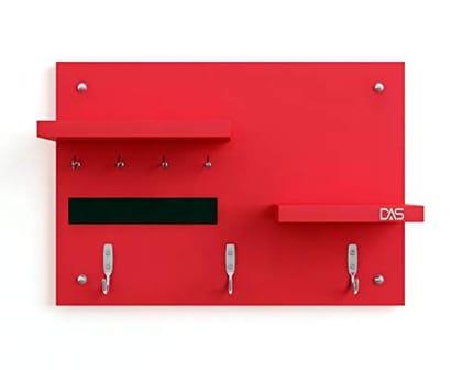 DAS Wall Mounted Home Décor Key Chain Holder/Organizer Key Hooks with Double Wall Shelf Display Rack Red (7 Hooks)- Diana DAS Wall Mounted Home Décor Key Chain Holder/Organizer Key Hooks with Double Wall Shelf Display Rack Red (7 Hooks)- Diana