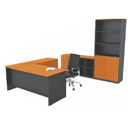 Executive Zone - Table 6x3, Side Storage 35x15x25H with Back Storage L5x6Hx15D with 2D,1F Pedestal (CS-OD01)