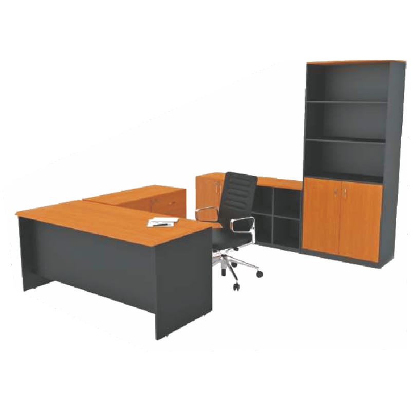 Executive Zone - Table 6x3, Side Storage 35x15x25H with Back Storage L5x6Hx15D with 2D,1F Pedestal (CS-OD01)