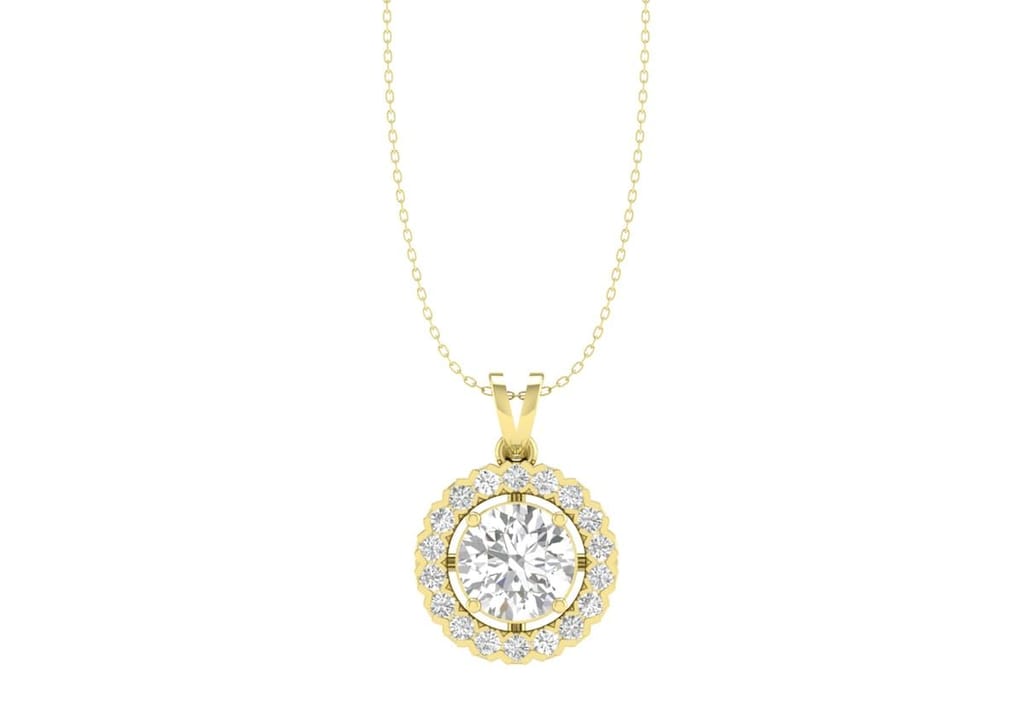 Round Halo Solitaire Necklace