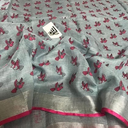 LINEN DIGITAL PRINTED SAREE 1450