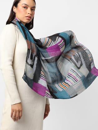 Color Blocked Pink & Purple Scarf-Stoles