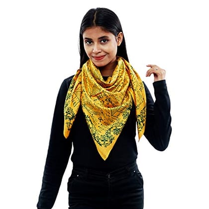 Eri Silk Printed Scarf Yellow