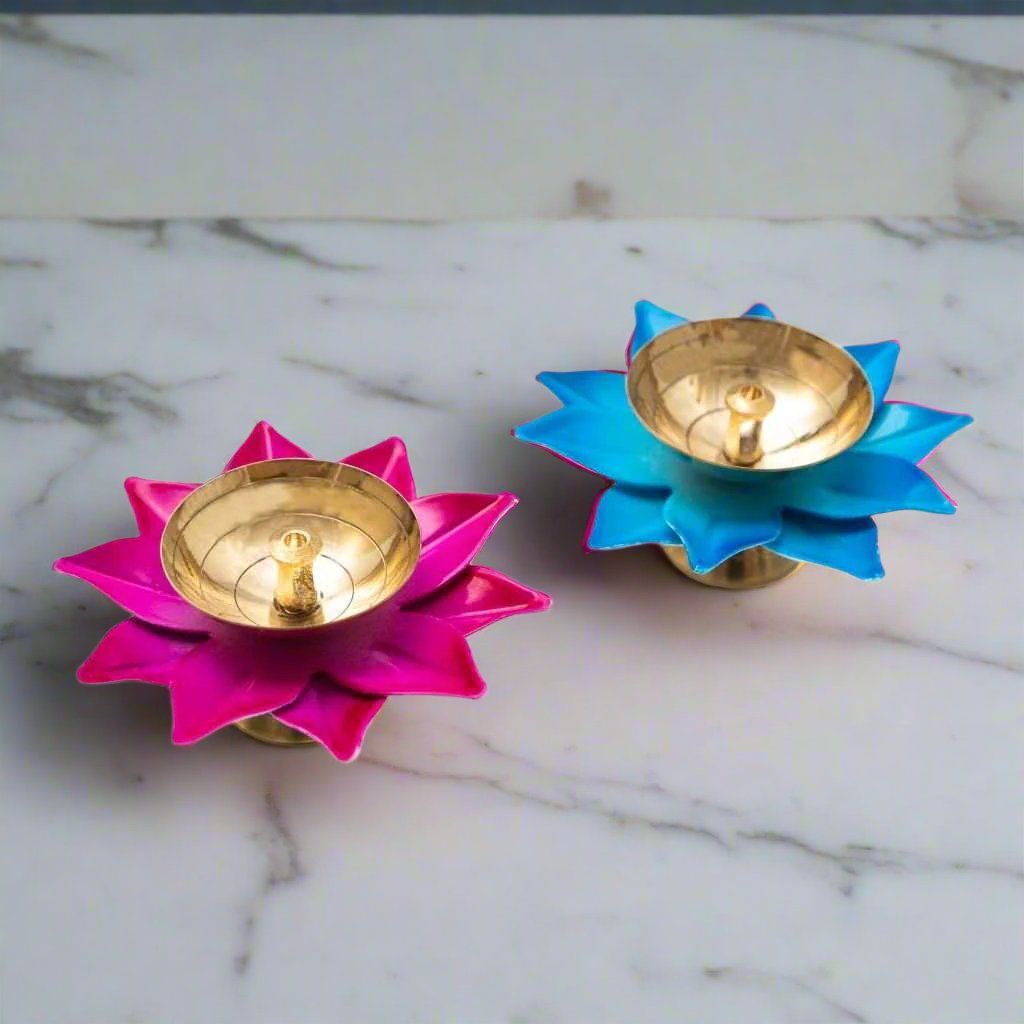 Brass Lotus Diya- Set of 2