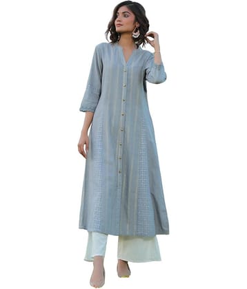 Juniper - Grey Cotton Blend Women's A-line Kurti ( Pack of 1 )