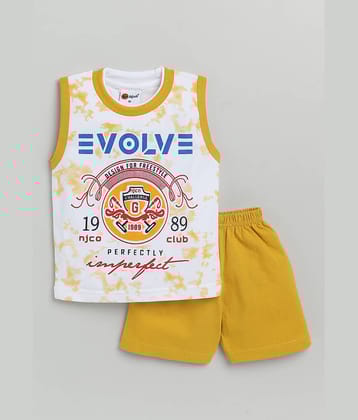 Mars Infiniti - Yellow Cotton Unisex T-Shirt & Shorts ( Pack of 1 )