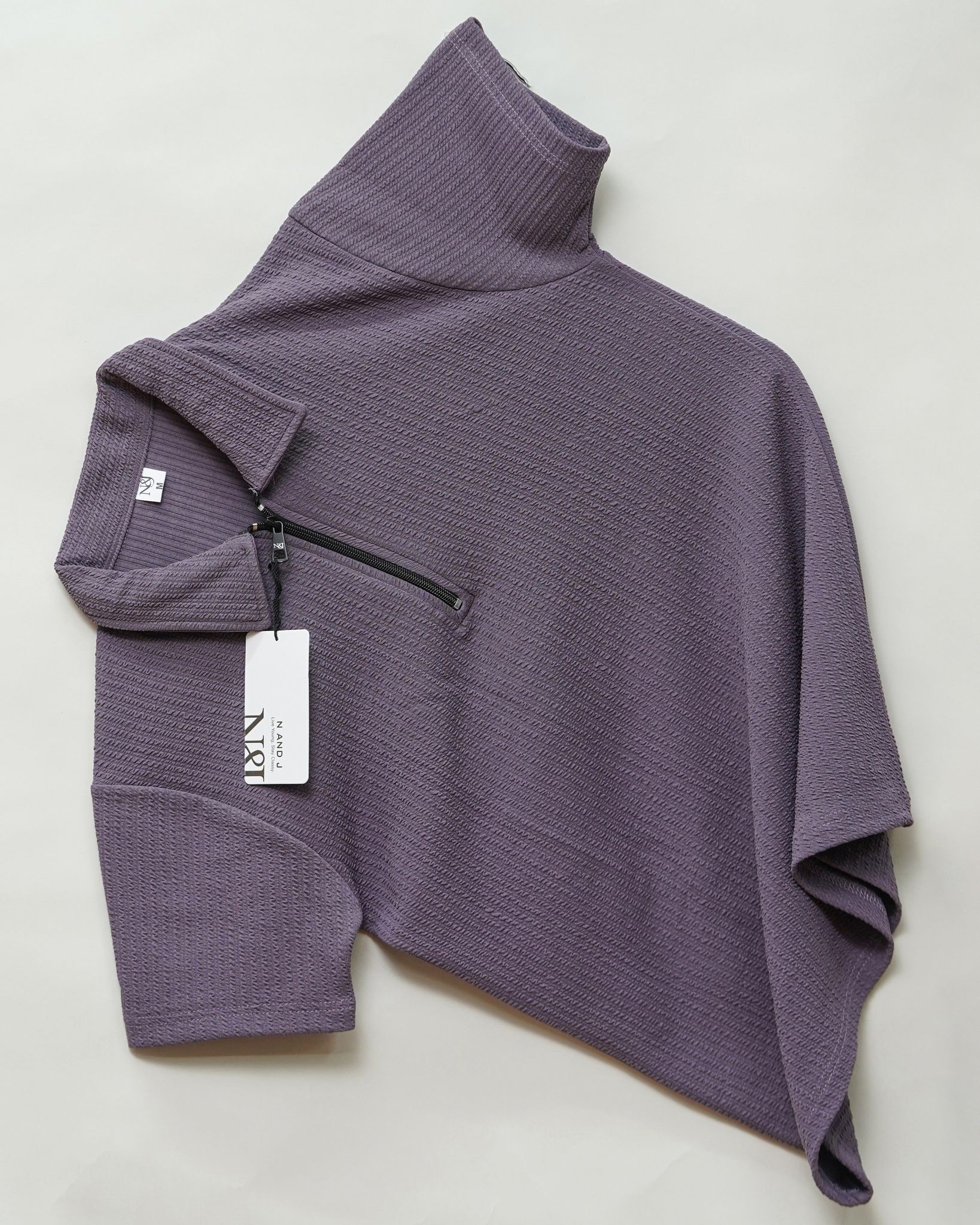 Dark Wine | Pique Textured | Polo Zipper T-Shirt-M