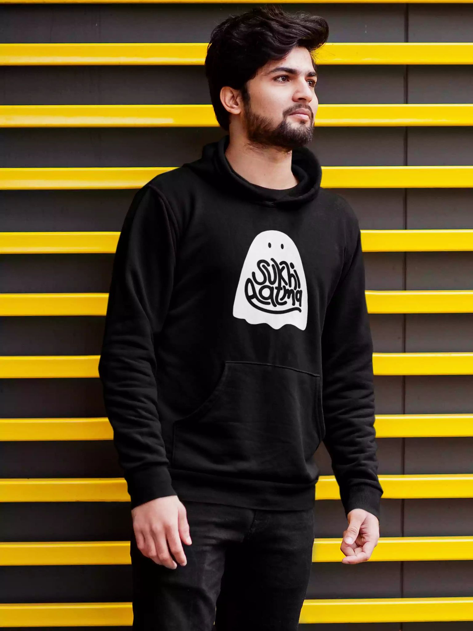 Sukhiaatma Logo BLK - Sukhiaatma Unisex Graphic Printed Hoodie-S-39
