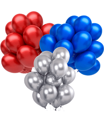 Jolly Party   Combo of Red,Silver,Dark Blue Color Metallic Balloon pack of 51 pcs