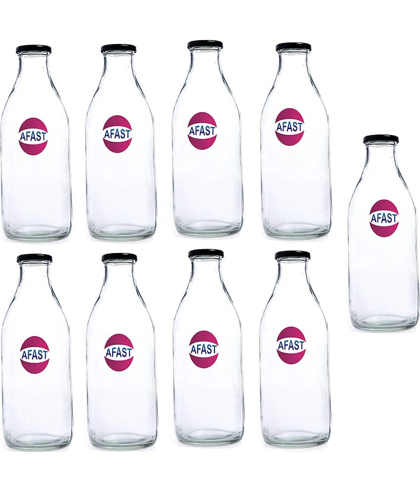 Somil Glass Storage Bottle, Transparent, Pack Of 9, 1000 ml