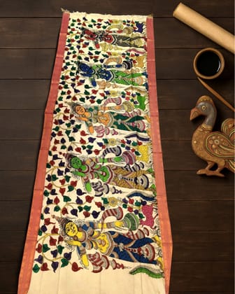 Syaahi Mangalagiri Silk Peppy Multi Color Dupatta