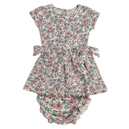 Flower Print Frock With Bloomer-2-4 M / Multicolor
