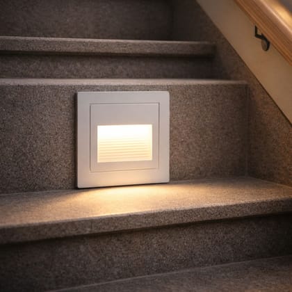 SPARKWORLD LED Recessed Step Light Square | Warm White Stair & Wall Light | Indoor Outdoor Foot Light | Colour: 5w_(WithoutSensor)