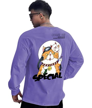 Chkokko Pack of 1 Cotton Blend Oversized Fit Men's T-Shirt ( Purple )